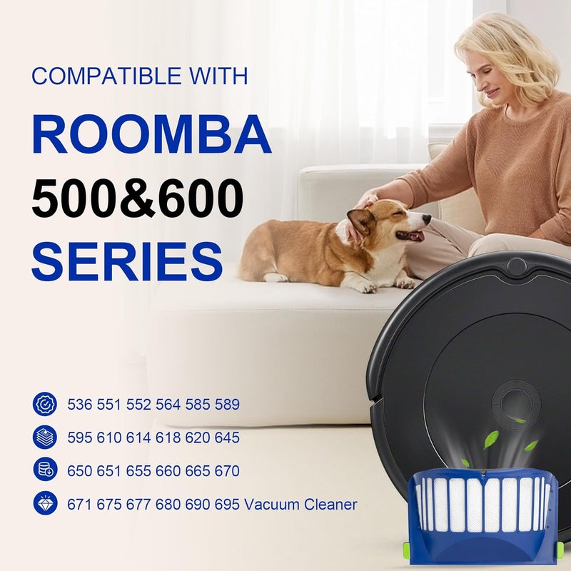 Funmit Aero Vac Filter Replacement parts for Roomba 500 & 600 Series 536 550 595 614 618 620 630 635 645 650 655 660 665 671 675 677 680 690 694 695 Vacuum Cleaner, 10 Pack - Image 3